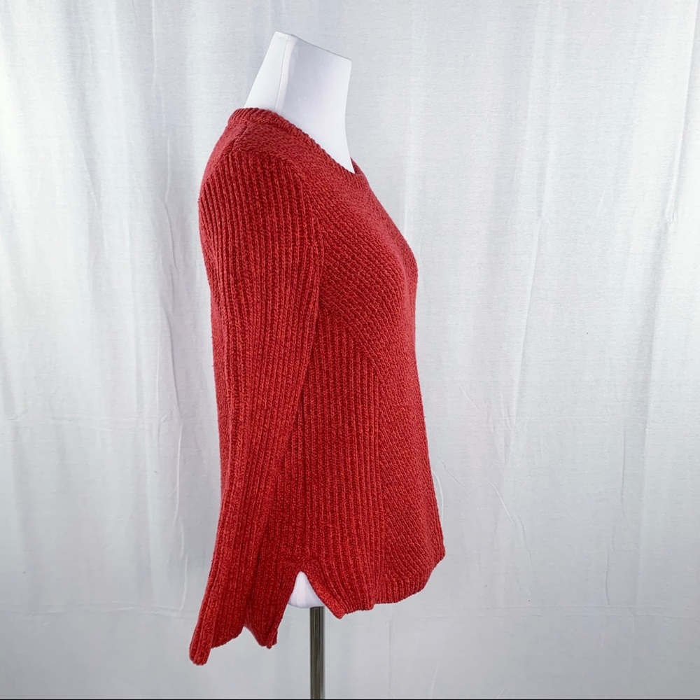 Madewell hexcomb texture red thick crewneck sweater - Picture 9 of 12